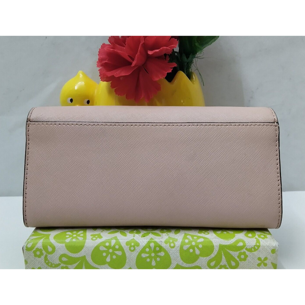 Michael Kors Pink Crossgrain Leather Pushlock Credit Card Bifold Wallet - Picture 2 of 16